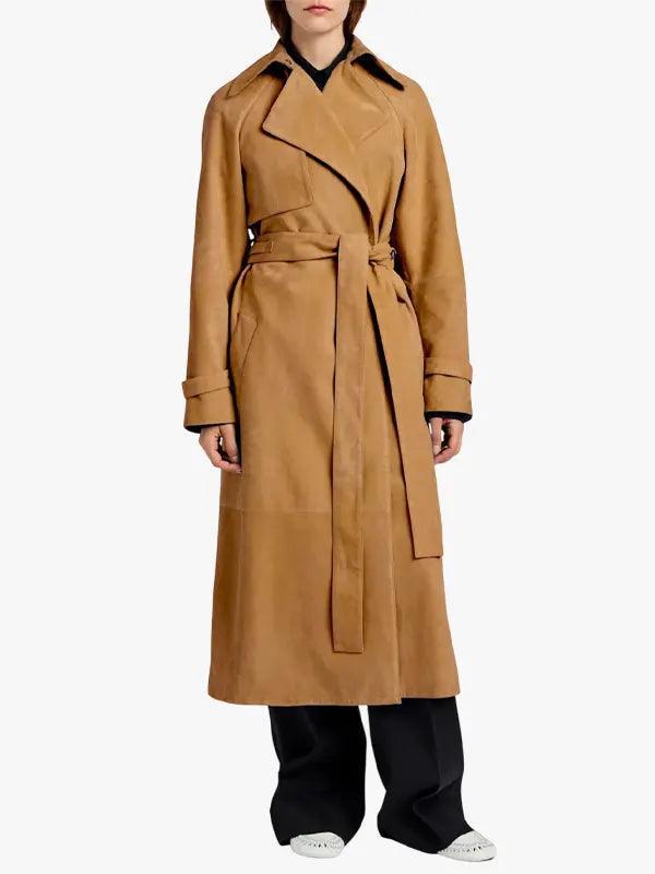 Women's Suede Brown Trench Coat