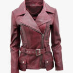 Womens Long Leather Biker Jacket Quito