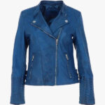 Womens Royal Blue Biker Jacket