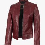 Womens Slim Fit Burgundy Leather Jacket