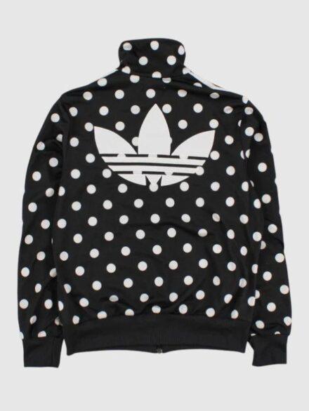 Womens Vintage Adidas Poka Dot Track Jacket Black