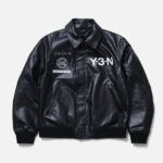 Y 3 NBHD Leather Bomber Jacket Black