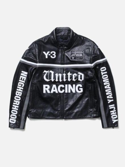 Y 3 NBHD Leather Racer Jacket Black