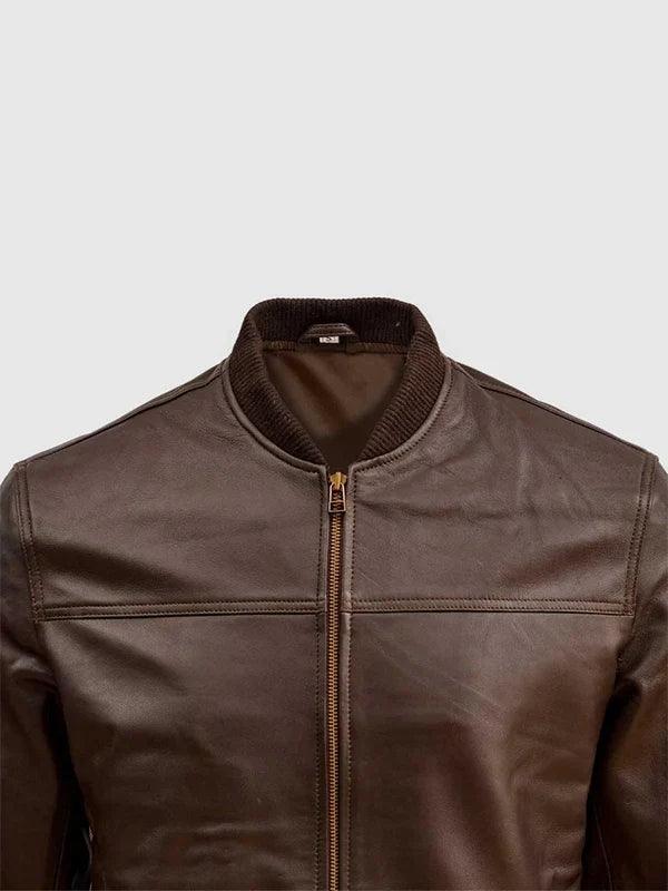 Zipper Classic Bomber Leather Jacket