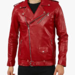 Zuse Red Motorcycle Leather Jacket Front