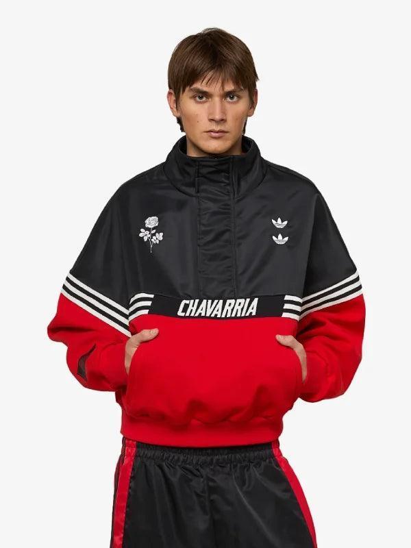 adidas Originals x Willy Chavarria Gomez Logo Relaxed Men s Half Zip Sweatshirt Black and Red