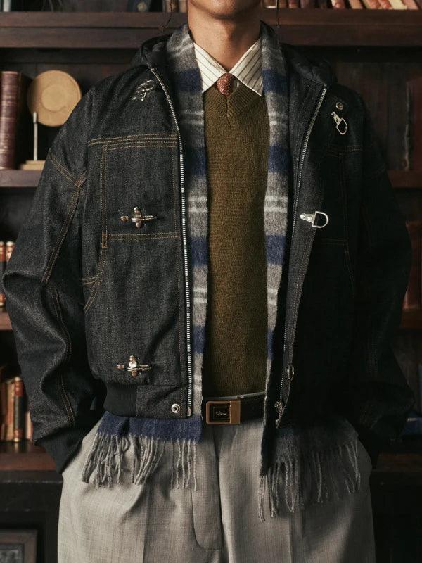 black denim clasp jacket shinzo