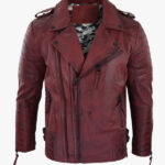 cross zip biker leather jacket