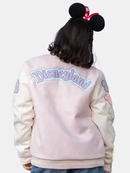 disneyland logo varsity jacket for women by stoney clover lane pink