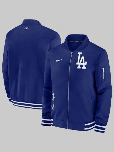 mens los angeles dodgers nike royal authentic collection full zip bomber jacket