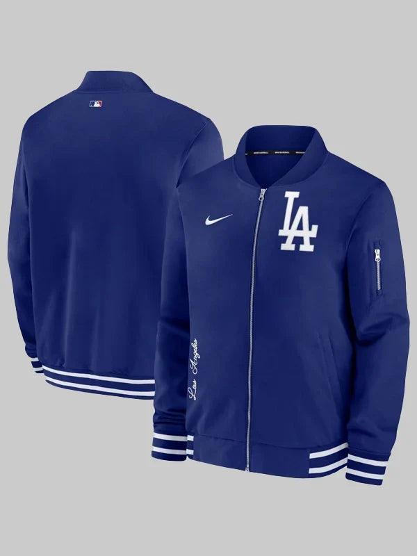 mens los angeles dodgers nike royal authentic collection full zip bomber jacket