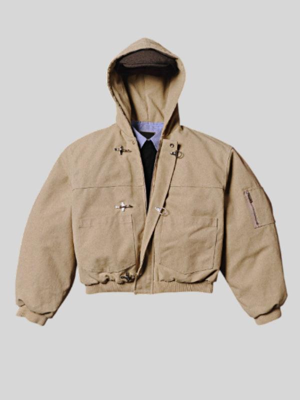 shige 15oz canvas clasp bomber jacket beige