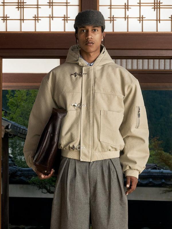 shinzo canvas clasp bomber jacket beige