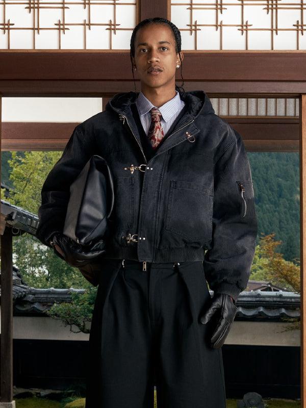 shinzo clasp bomber jacket black