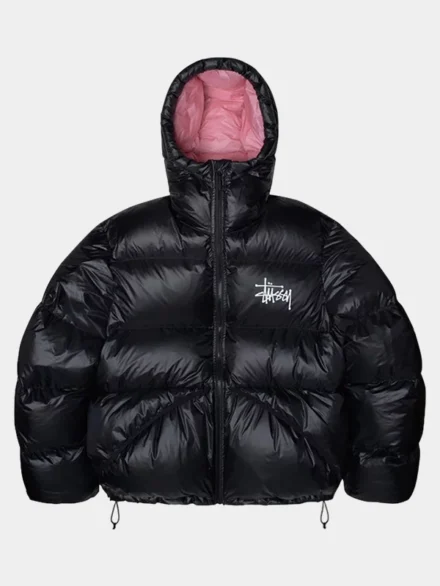 stussy puffer jacket pink inside