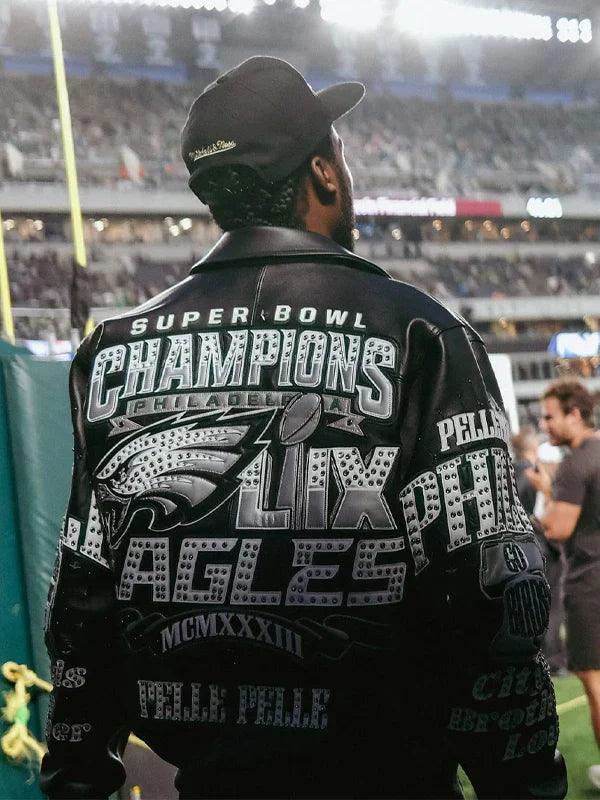 super bowl meek mill eagles jacket pelle pelle