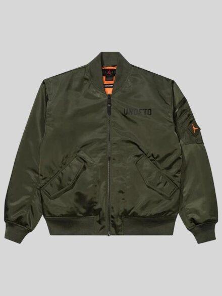 undefeated x jordan bomber jacket green