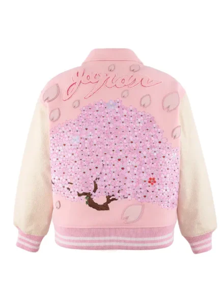 Japan Mononoke Sakura Varsity Jacket Pink