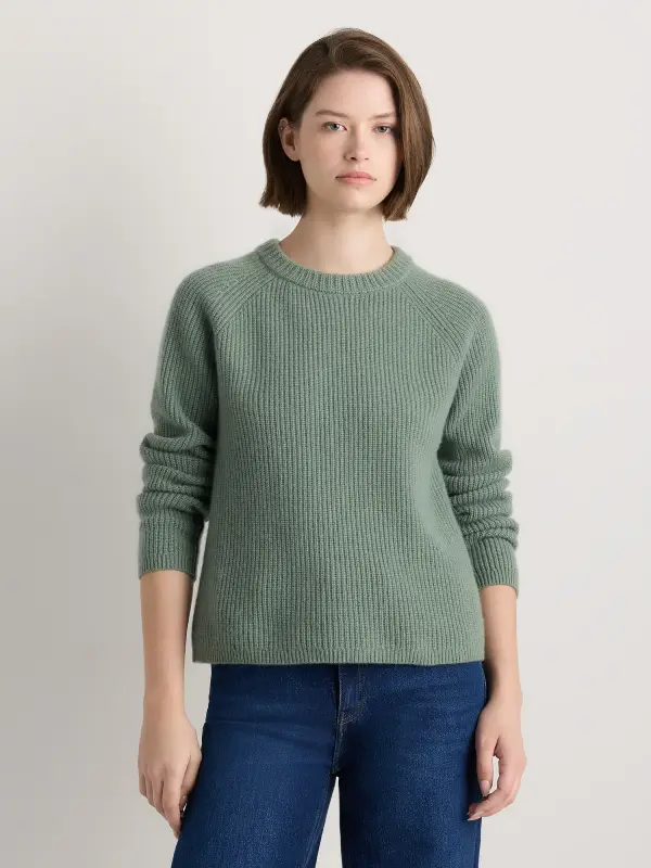 Quince Mongolian Cashmere Crewneck Sweater Green