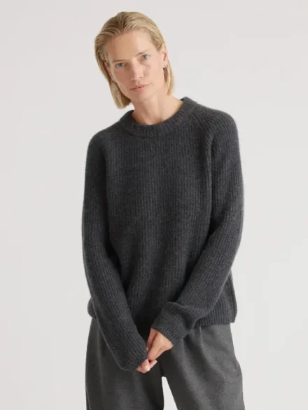 Quince Mongolian Cashmere Crewneck Sweater Grey