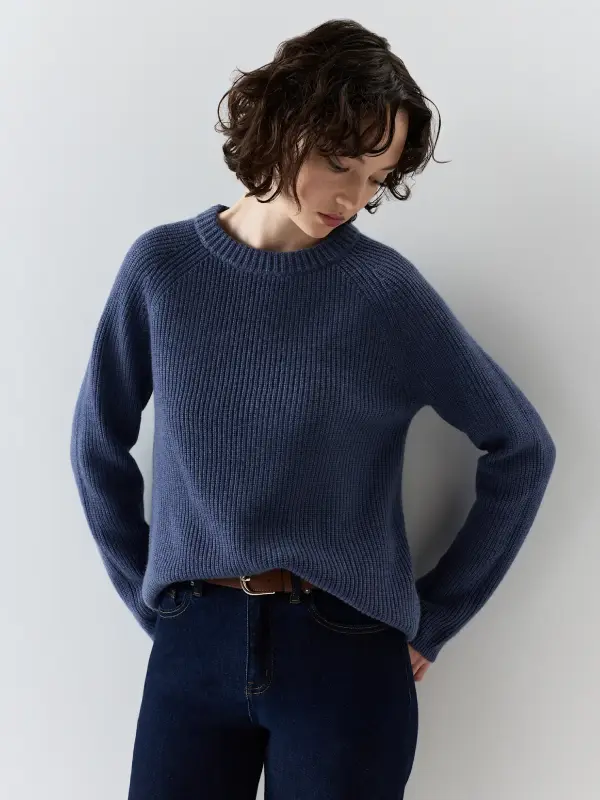 Quince Mongolian Cashmere Crewneck Sweater Navy