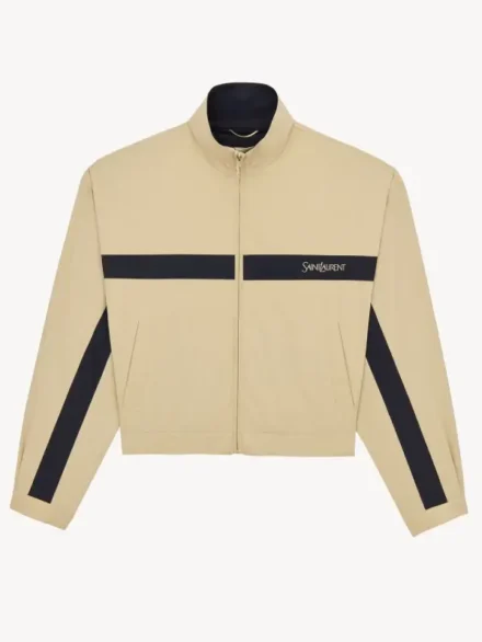 Saint Laurent Stand-Collar Jacket Beige