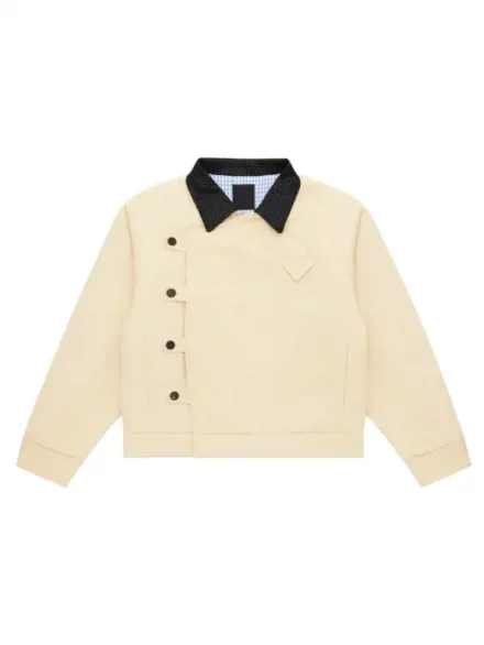Shinzo 15oz Beige Canvas Cowhide Collar Workwear Jacket
