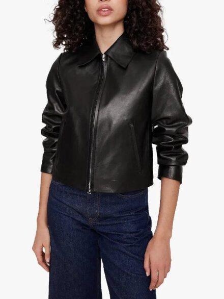 Banana Republic Minimalist Leather Jacket Black