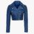 Julian Women’s Blue Cropped Biker Jacket
