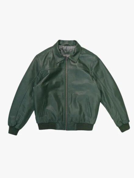 Kashani Emerald Green Lambskin Bomber Jacket