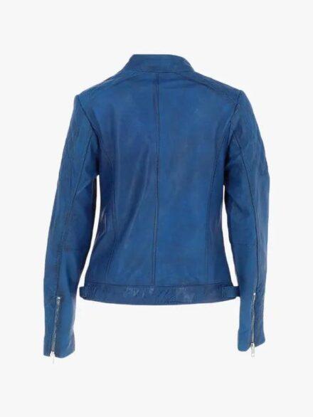 Leather Jacket Blue Biker women