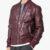 Men’s Burgundy Leather Bomber Jacket