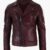 Men's Asymmetrical Burgundy Leather Biker Jacket