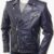 Men's Blue Leather Motorcycle Rider Jacket