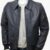 Men's Casual Blue Leather Bomber Jacket