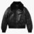 Men’s Fur Collar Black Leather Bomber Jacket