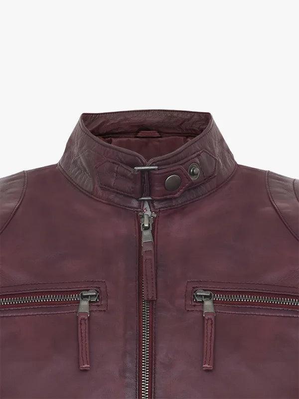 Mens Leather Biker Vintage Zipped Racing Men Jacket