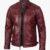 Mens Real Leather Burgundy Biker Jacket