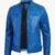 Mens Real Leather Distressed Blue Cafe Racer Jacket