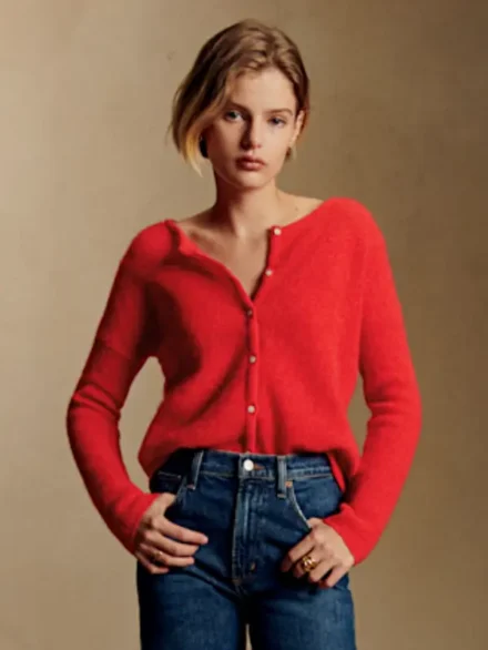 Sezane Gaspard Red Cardigan Sweater