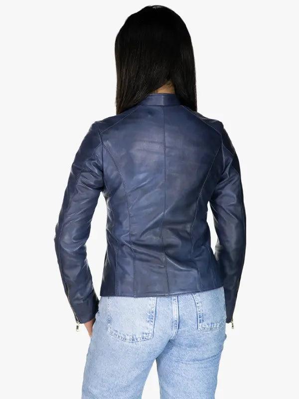 Vanessa Women’s Blue Snap-Tab Collar Jacket