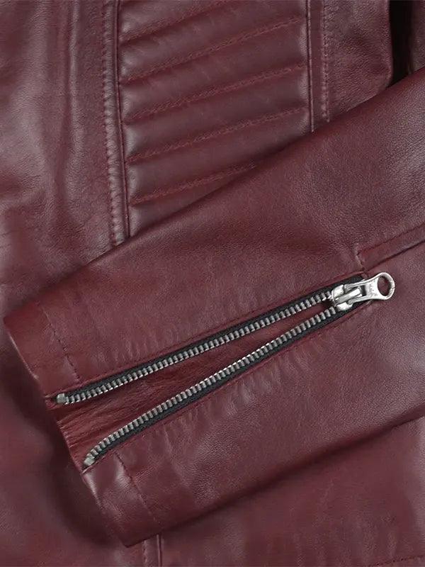 Women's Leather Cafe Racer Burgundy Jacket
