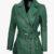 Womens Green Belted Biker Zipper Jacket