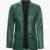 Womens Two Button Asymmetrical Green Blazer With Shirt Style Collar