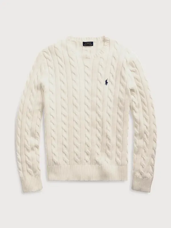 Cable-Knit Polo Sweater