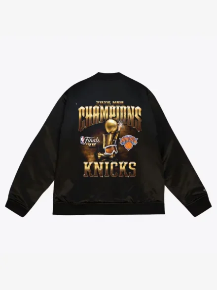 New York Knicks Black 2026 NBA Finals Champions Satin Full-Snap Jacket