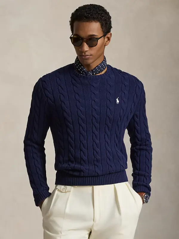 Polo Ralph Lauren Cable-Knit Cotton Sweater Navy