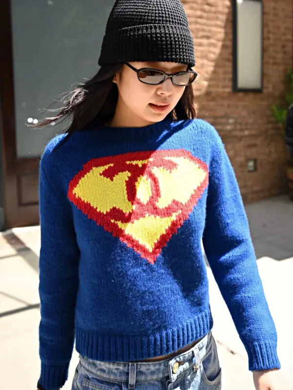 Superman Chanel Cashmere Sweater Blue