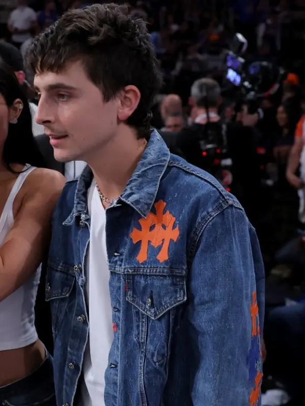 Timothee Chalamet Knicks Game 4 Denim Trucker Jacket