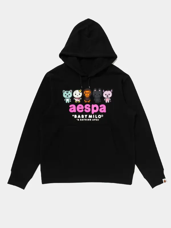 Bape x Aespa Hoodie Black